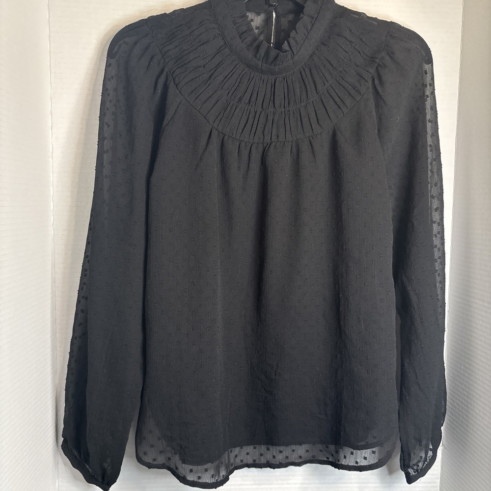 Loft Petites Women's XS Top Sheer Long sleeve Blouse